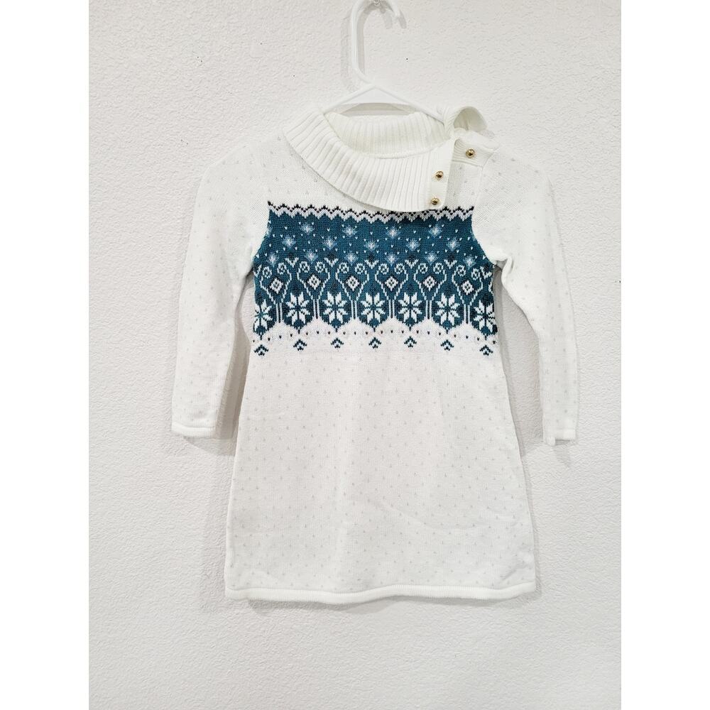 Janie and Jack White Dress with Blue Pattern